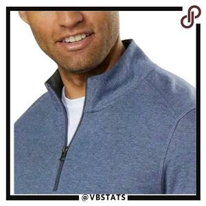 English Laundry XXL Performance 1/4 Zip Top in Pacific Blue